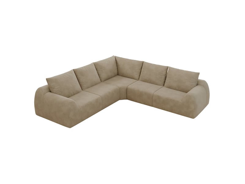  Canapé d'angle modenvie 5 places 267 x 267 x 85 cm en tissu chenille kaki avec mousse haute élasticité sans montage  - Conforama A
