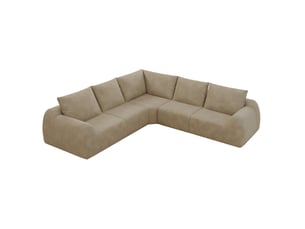 Canapé d'angle compressé panoramique fixe <strong>MODENVIE</strong> <strong></strong> 5 places Tissu kaki