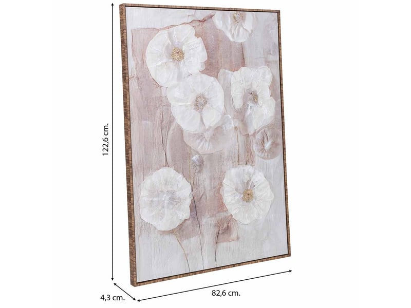  Tableau peint à la main avec cadre en bois blanc 83x4x123h cm  - Conforama C