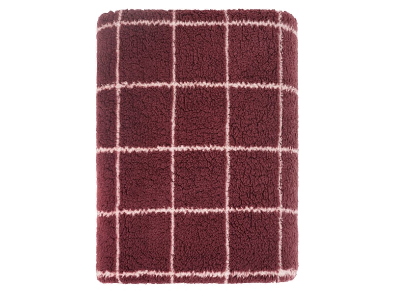  Plaid polaire à carreaux bordeaux 150x200  - Conforama A