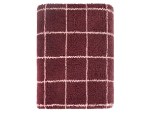 Plaid polaire à carreaux bordeaux 150x200