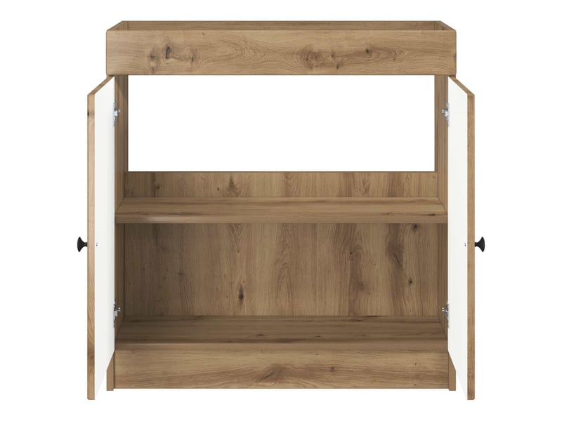  Armoire sous évier de salle de bain, meuble de rangement chêne artisanal shl6165  - Conforama D