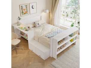 Lit avec rangement 120x200 cm <strong></strong> <strong>Morn Vibe</strong> coloris blanc