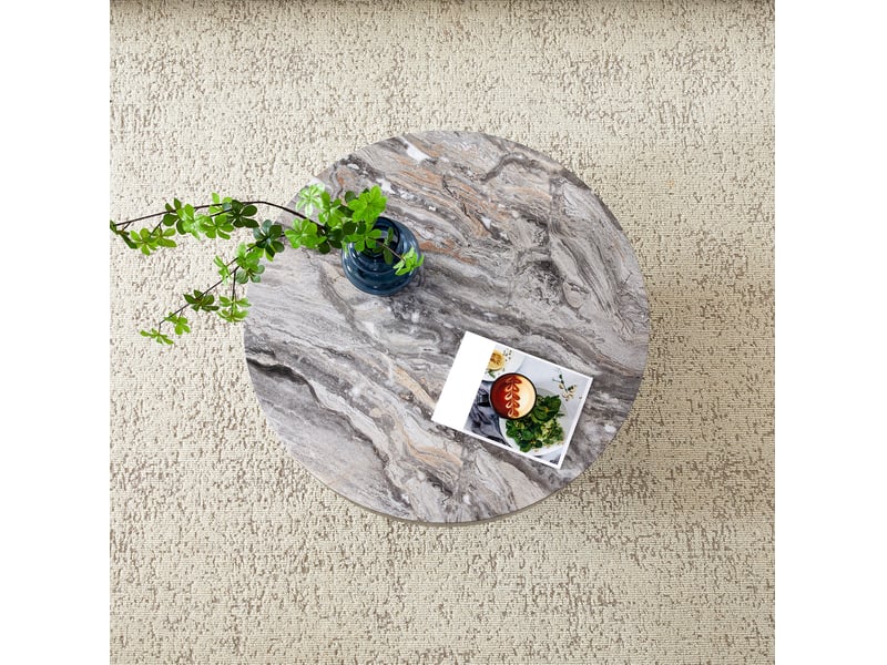  Table basse ronde avec pieds réglables antidérapants, style moderne, pour salon, 70 × 35,5 cm, en mdf et métal, gris  - Conforama C