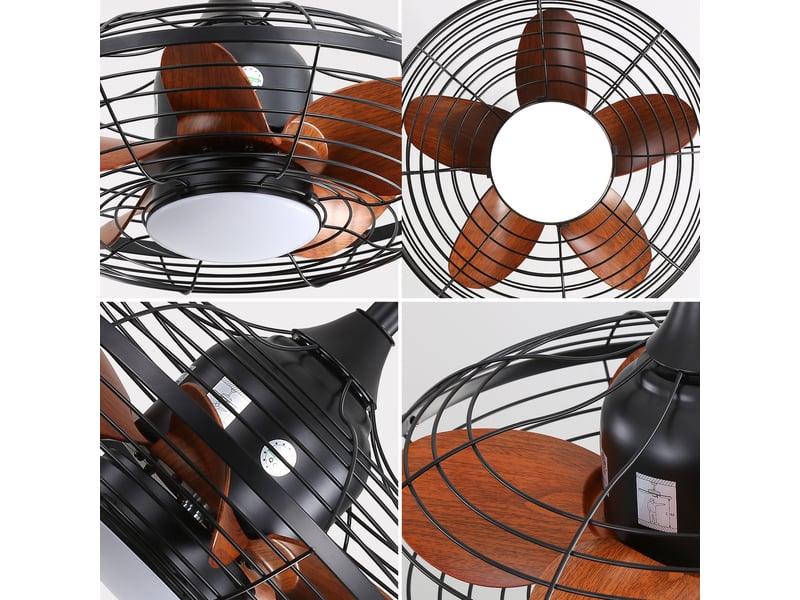 Ventilateur de plafond 51 cm led 18w, moteur dc réversible, abs acier, noir  - Conforama D