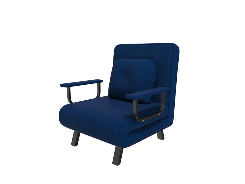  Fauteuil relax 2-en-1, dossier réglable 5 positions, en tissu et métal, bleu  - Conforama A