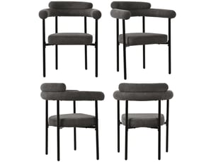 Chaises de salle à manger - lot de 4 chaises confortables en flanelle avec dossier haut et assise ronde, gris foncé, 70 × 62 × 84 cm