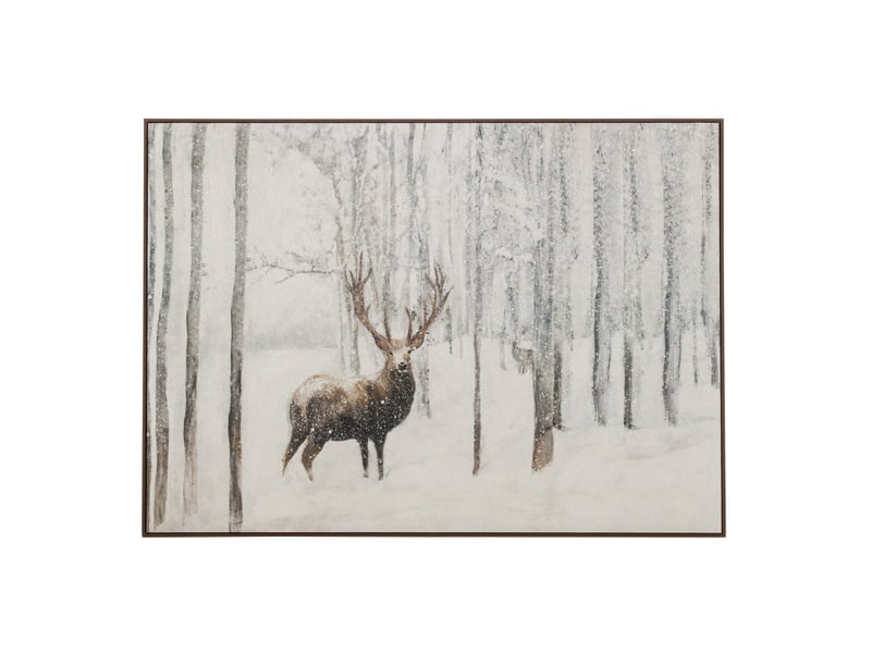  Tableau déco cerf jade 100x140cm blanc  - Conforama A