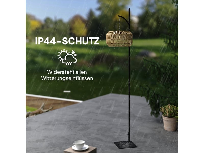  Lampadaire arc solaire extérieur en rotin tressé bohème lampe led crépusculaire ip44 jardin 178 cm  - Conforama C