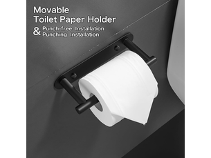 Porte-serviettes en papier en acier inoxydable, porte-rouleau de papier rotatif monobloc, facile à installer, noir