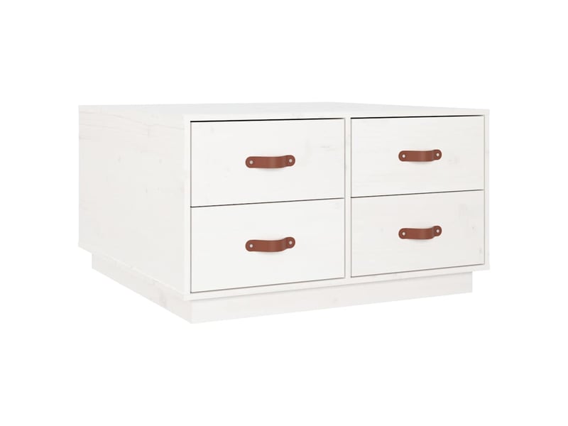  Table basse - table de salon - table à thé blanc 80x80x45 cm bois massif de pin  - Conforama A