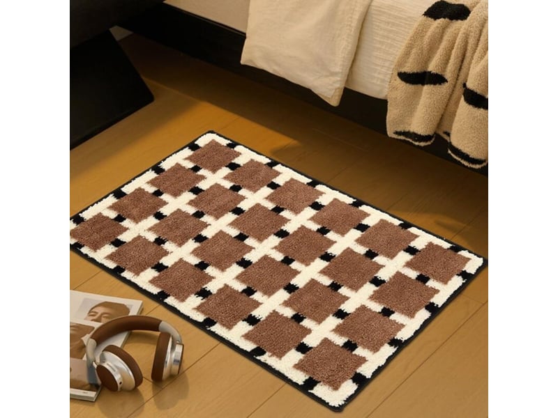  Tapis de bain antidérapant microfibre超 absorbant marron 50x80 cm lavable machine séchage rapide pour salle de bain moderne et douche  - Conforama B