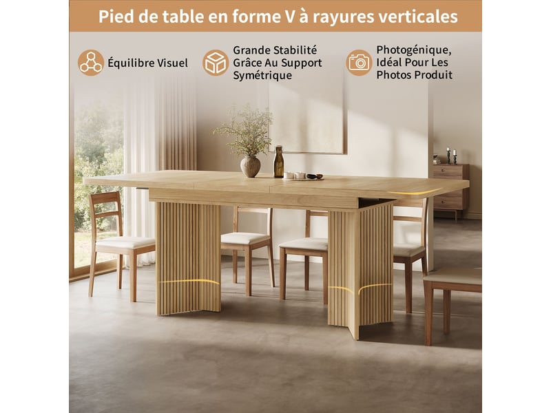 Table à manger extensible bois 120x80x76cm mdf salle à manger rangement pratique confort et fonctionnalité usage quotidien moderne - Conforama B