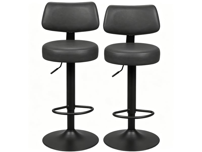  Lot de 2 tabourets de bar réglables,41x41x109 cm,similicuir,anthracite  - Conforama A