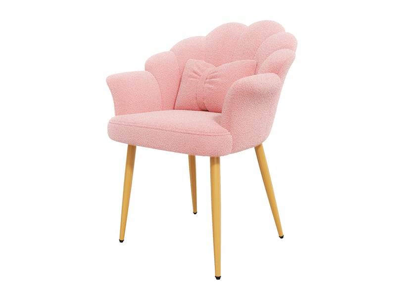  Chaise de style moderne – assise rembourrée – pieds en métal doré – dossier en forme de nœud – rose  - Conforama W