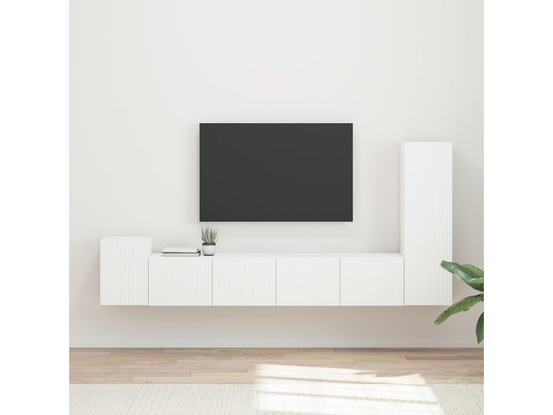  Ensemble meuble tv - banc tv - meuble de rangement 3 pcs blanc bois d'ingénierie  - Conforama B