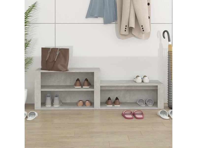  Meuble à chaussure, armoire à chaussures gris béton 150x35x45 cm bois d'ingénierie  - Conforama C