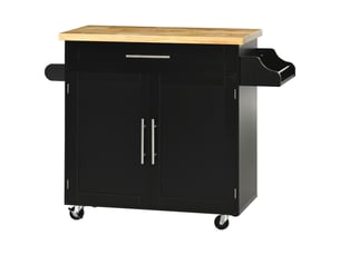 Desserte de cuisine à roulettes avec tiroir et placard noir 109 x 40 x 89 cm