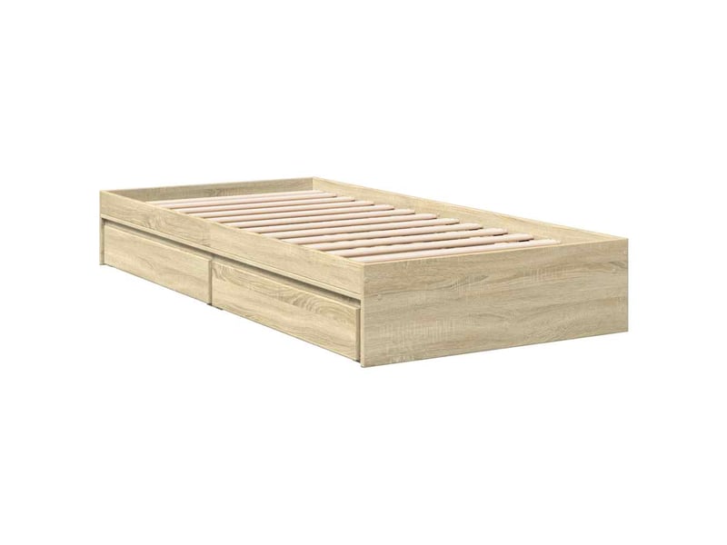  Lit simple- lit adulte -  cadre de lit avec tiroirs sans matelas chêne sonoma 90x190 cm  - Conforama B