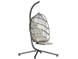 Fauteuil suspendu avec support, chaise suspendue pliante avec repose-pieds rétractable, gris clair