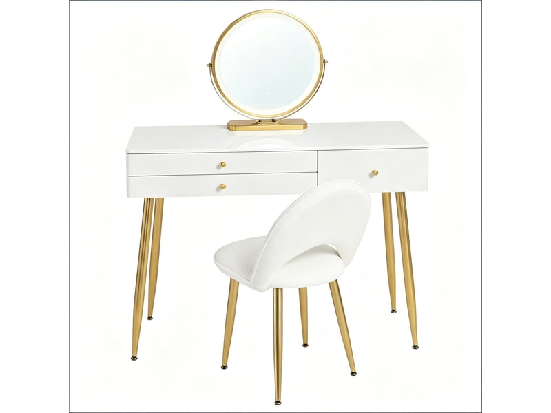  Table de travail avec 3 tiroirs, bureau d'ordinateur, coiffeuse (uniquement avec table de maquillage et chaise) 1005006011560883-1 - Conforama A