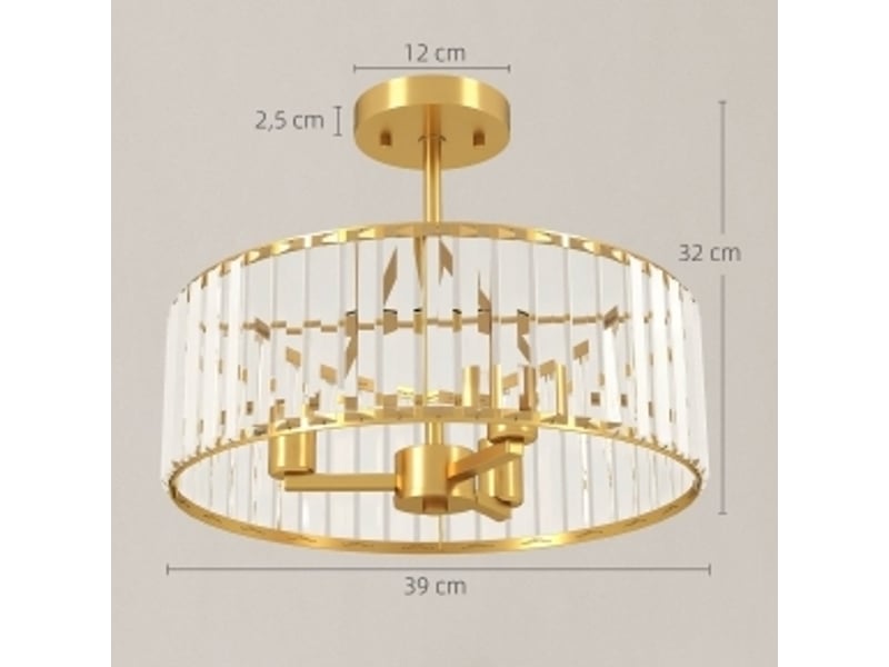  Plafonnier 39x32 cm 3 douilles e14 métal doré  - Conforama E