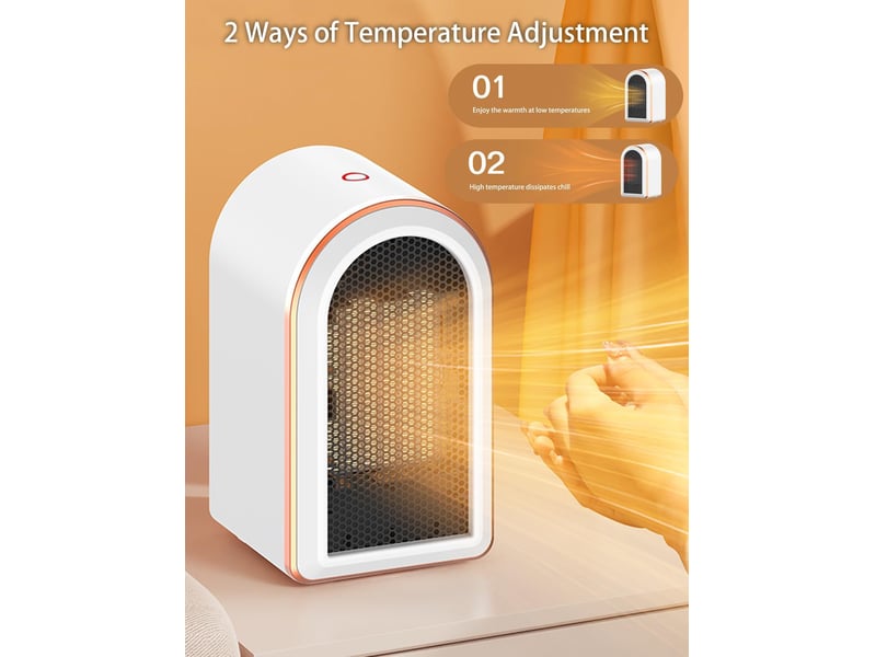  Chauffage électrique silencieux avec protection contre la surchauffe et le basculement, chauffage en céramique ptc, adapté au bureau et à la chambre, 800 w, blanc LH00000482JY - Conforama E