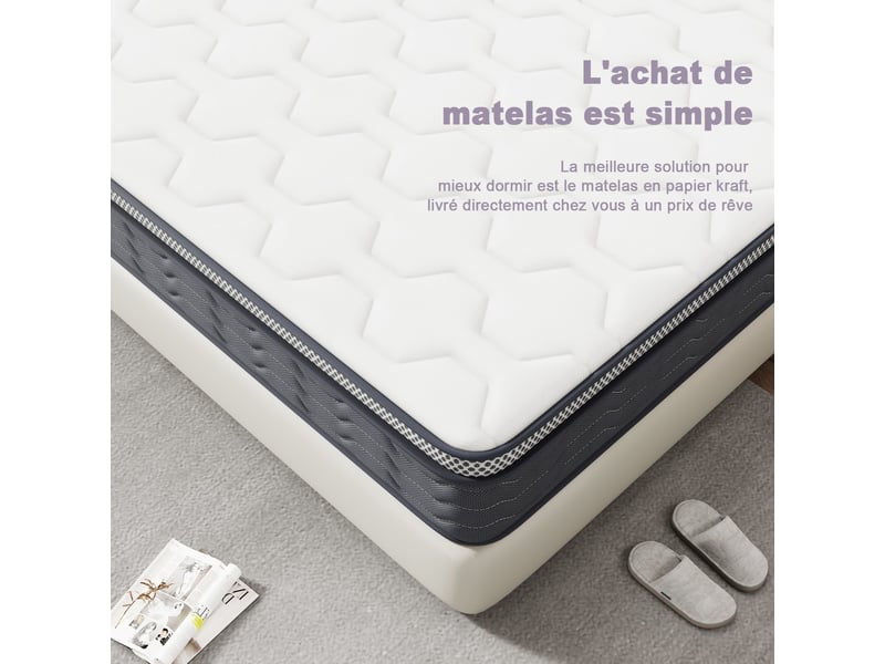  Matelas ressorts 140x190 cm, confort, 7 zones ergonomique,25 cm d'épaisseur  - Conforama D