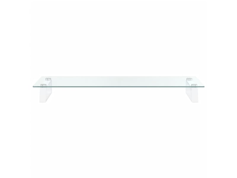  Support de moniteur table meuble bureau 80 x 35 x 8 cm verre trempé et métal blanc 02_0044903  - Conforama B
