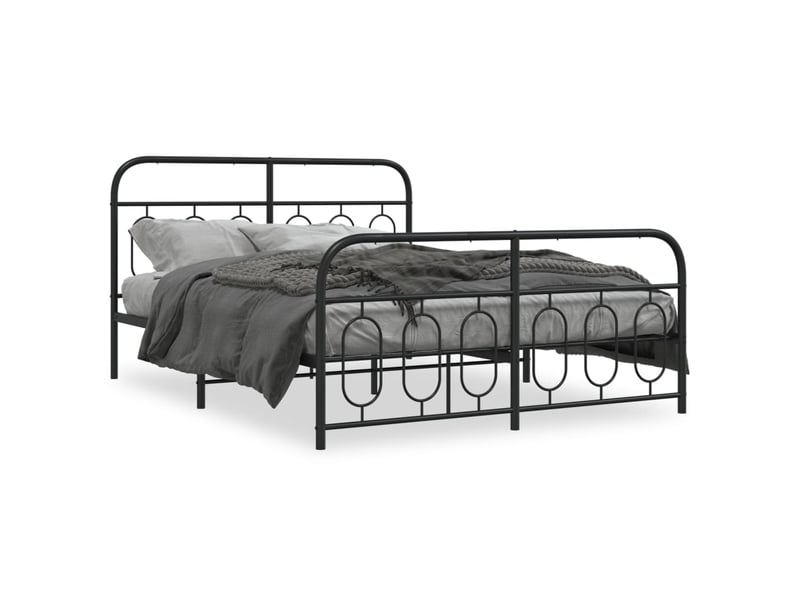  Lit double- lit adulte -  cadre de lit métal sans matelas avec pied de lit noir 150x200cm  - Conforama A