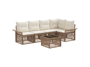 Vidaxl ensemble de canapé de jardin 6 pcs beige polyrotin