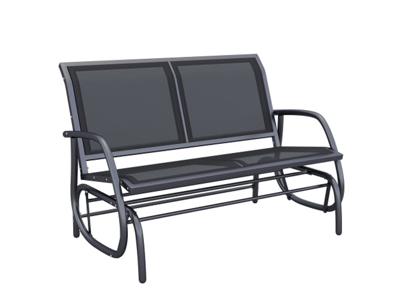  Balancelle de jardin 2 places en métal noir, banc à bascule, mobilier extérieur, 120x70x88 cm  - Conforama A