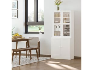 Bibliothèque moderne à 4 portes et étagères réglables, meuble de cuisine pour salon, cuisine, bureau, chambre, 76 x 40 x 178,5 cm, blanche