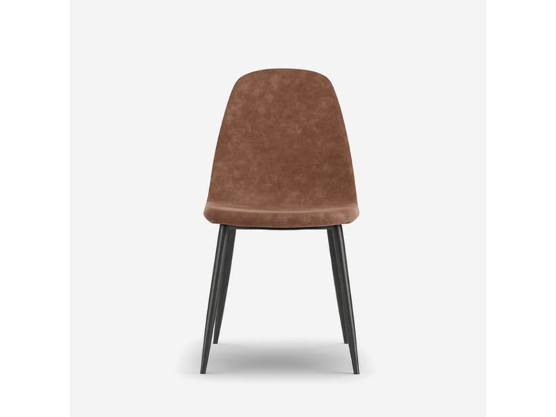  Lot de 4 chaises rembourrées en similicuir pour salon aurelia - marron  - Conforama E
