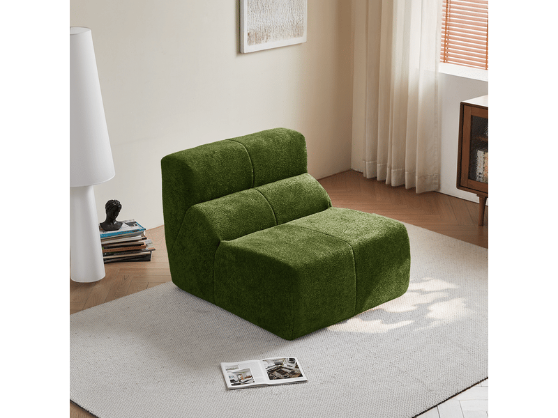  Fauteuil,93x109x79 cm,1 place compressé style contemporain,velours,vert  - Conforama B