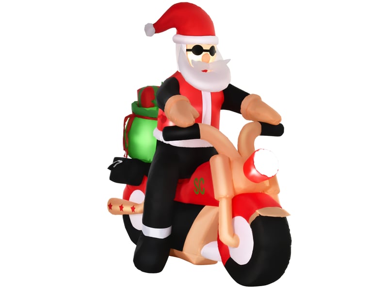  Décoration de noël extérieure gonflable père noël, avec souffleur, 1,65 m, rouge, blanc et noir  - Conforama B