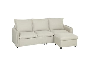 Canapé d'angle gauche fixe 3 places Tissu beige avec coffre de rangement