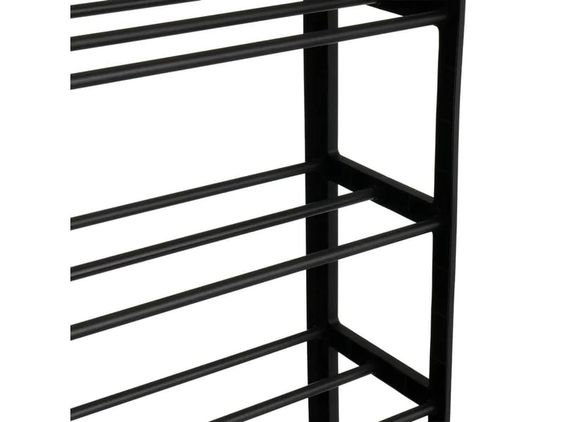  Étagère à chaussures empilable 4 niveaux en métal &amp; plastique noir, capacité 8 paires - longueur 50 x profondeur 19 x hauteur 65 cm  - Conforama D