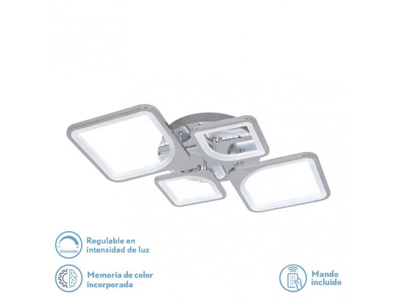  Fabrilamp elara, plafonnier, moderne, led, 86 w, 11610 lm, 3000-4000-6500 k, chromé, 9 x 76 x 46 cm 172684020 - Conforama A