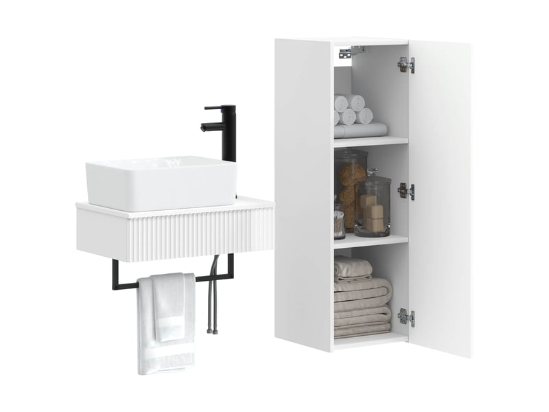 Ensemble de mobilier de salle de bain 2 pcs blanc brillant shl9647 - Conforama C