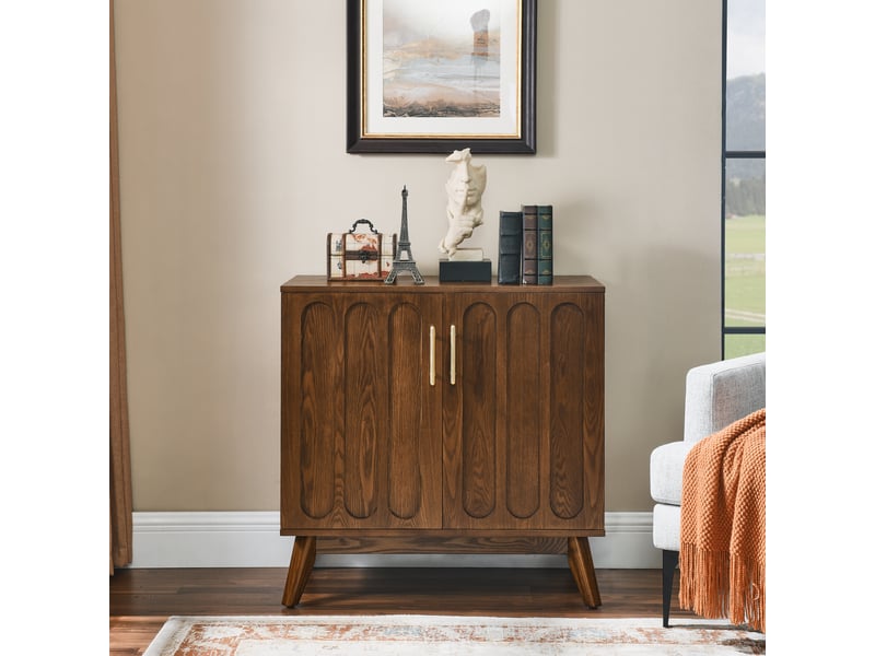  Buffet bas,80,01x40,01x80,01 cm,2 portes,mdf,coloris noyer  - Conforama B
