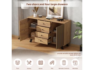 Buffet 2 porte(s) 4 tiroir(s) <strong>ROLIPO</strong> <strong></strong> - 38 cm coloris marron