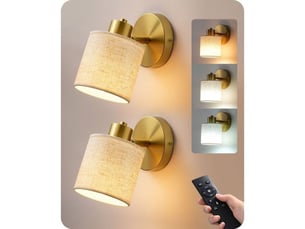 Applique murale led dimmable orientable lot de 2 avec télécommande lin e27