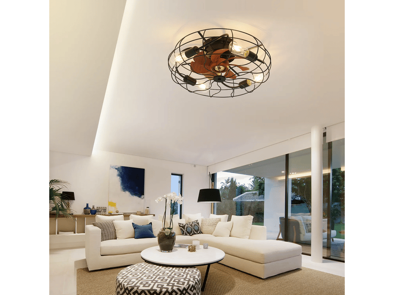  Ventilateur de plafond noir avec lumière, télécommande et moteur dc réversible  - Conforama B