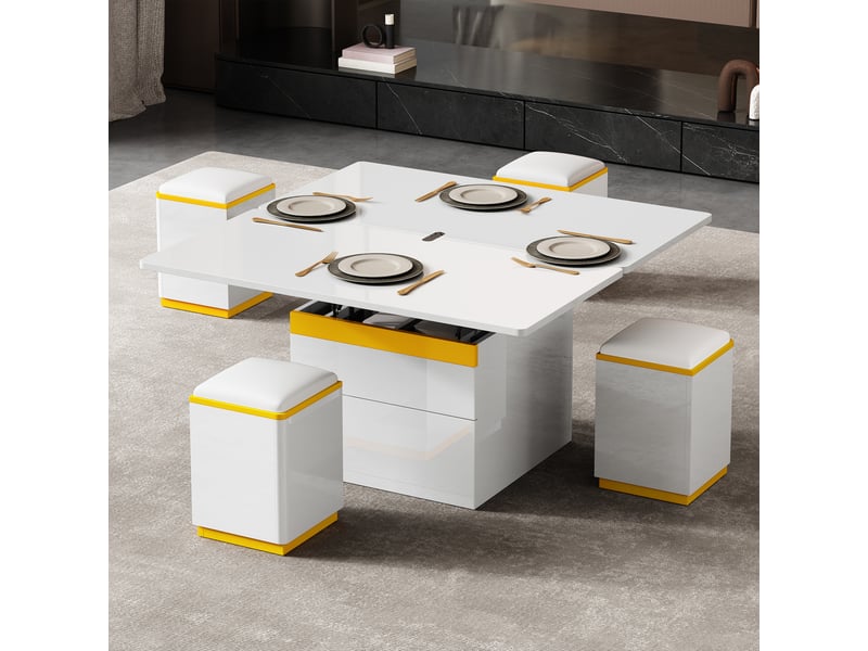  Table basse relevable rectangulaire blanc - 50x100 cm mdf table basse blanc - Conforama D