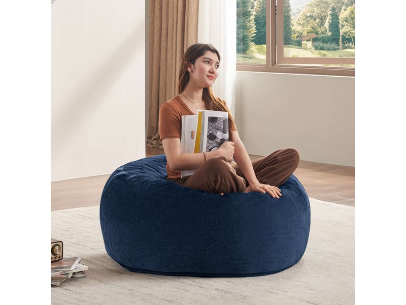 Pouf 1 place,90x90x50 cm,pliable avec housse lavable,éponge,bleu - Conforama B