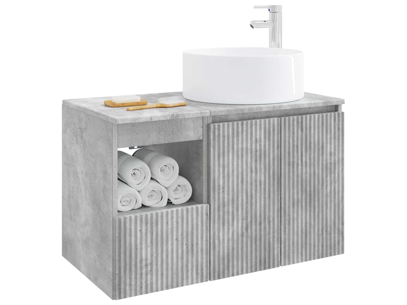 Ensemble de mobilier de salle de bain 2 pc gris béton cf64157 - Conforama C
