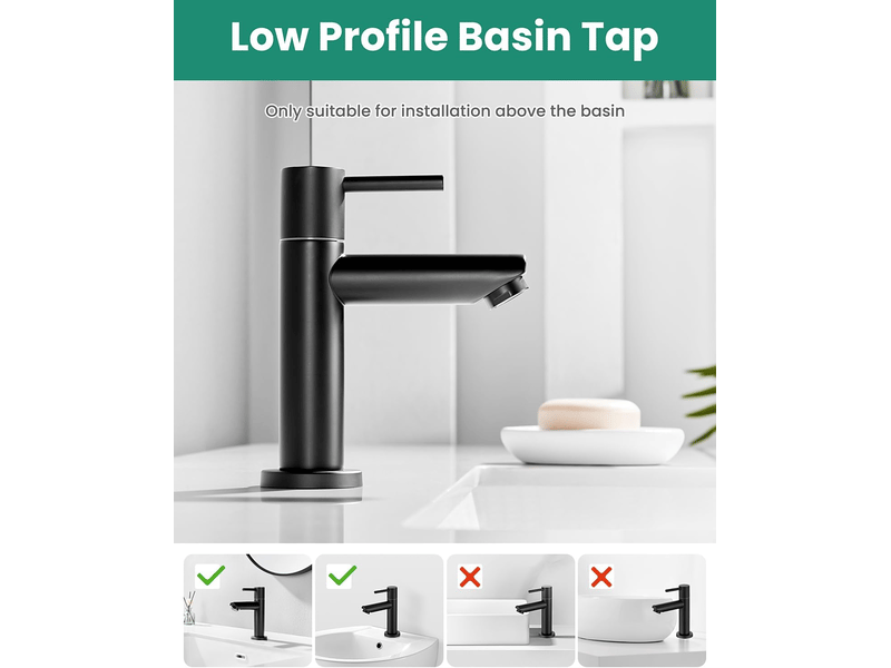  Robinet d'eau froide noir, robinet de lavabo monotrou en acier inoxydable (bouche droite peinte en noir) avec tuyau de 60 cm FC-LJY-00838JY - Conforama C