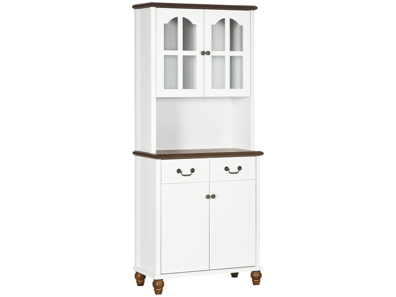 Buffet de cuisine avec 2 tiroirs et vitrine - lpospi - rangement ouvert en mdf blanc 76 × 38 × 182 cm - Conforama A