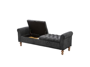 Banc coffre 156x41x51 cm, 2 couvercles, rangement, design moderne, structure robuste, tissu bouclette, couleur gris